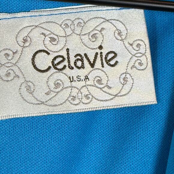 Celavie Dress Women L Blue Embellished Faux Wrap Surplice Neck Pleat Y2K Formal - Picture 5 of 9